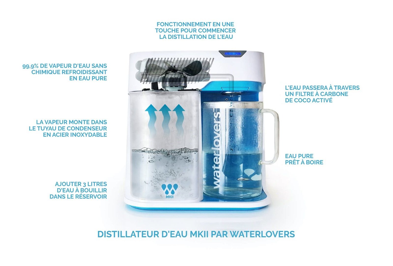 Distillateur d'eau domestique en acier inoxydable, filtre